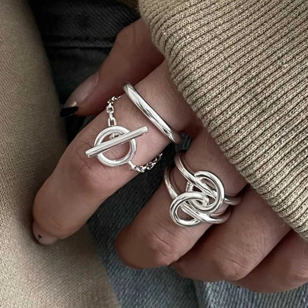 Lunex Link Sterling Silver Ring