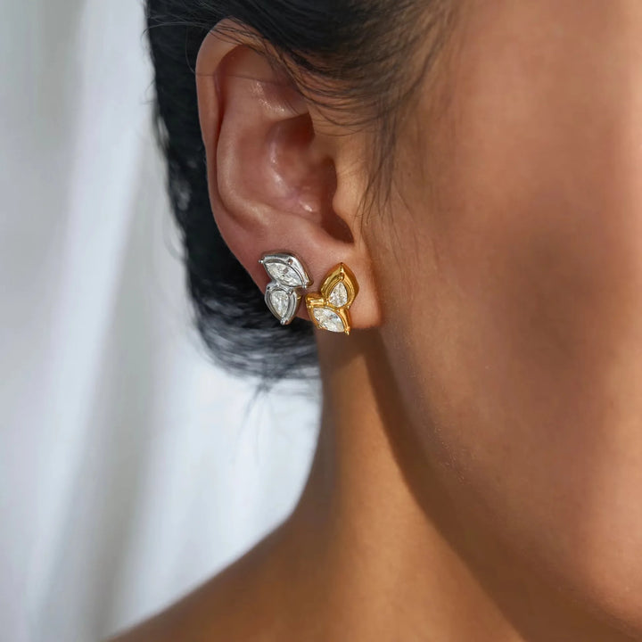 Zyra Faceted Leaf Studs