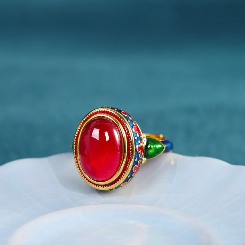 Soraya Enamel Carnelian Ring
