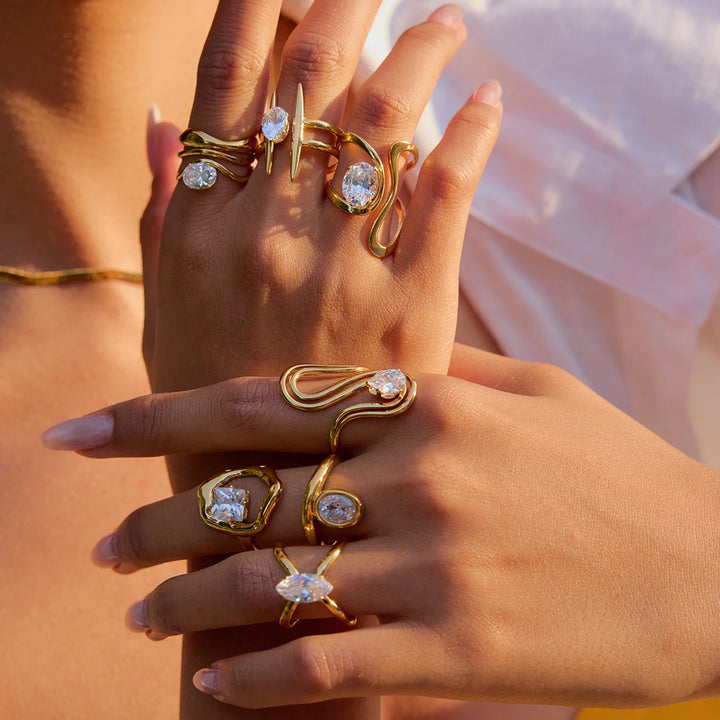 Between Lines Steel Ring Set