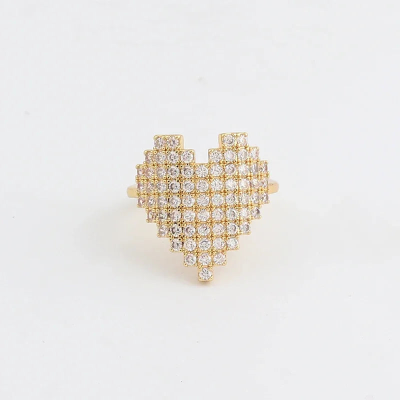 Lattice Pavé Heart Ring