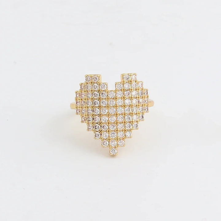 Lattice Pavé Heart Ring
