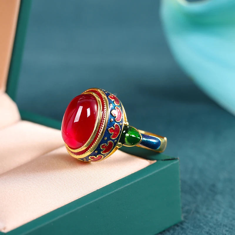 Soraya Enamel Carnelian Ring