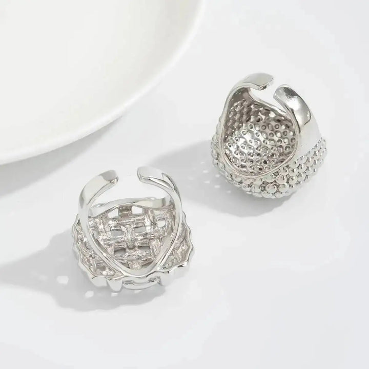 KunJoe 2Pcs/Set Luxury Geometric Adjustable Open Rings for Women Vintage Irregular Square Chunky Knuckle Ring Wedding Jewelry