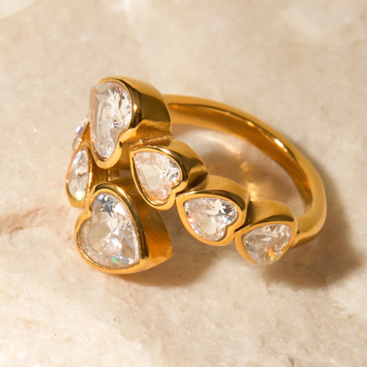Elaine Heart Cluster Ring